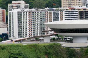 Paisagem. Rio de Janeiro. Ponto Turístico. Praia. Praia da Boa Viagem. Niterói. MAC. Museu de Arte Contemporânea. Oscar Niemeyer.